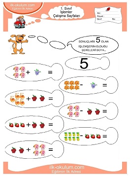 Çocuklar İçin toplam işlemi yaprak testleri 